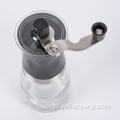 moedor de café manual de aço inoxidável com garrafa de vidro